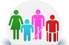 Illustration of diverse stick figure people in multiple colors.